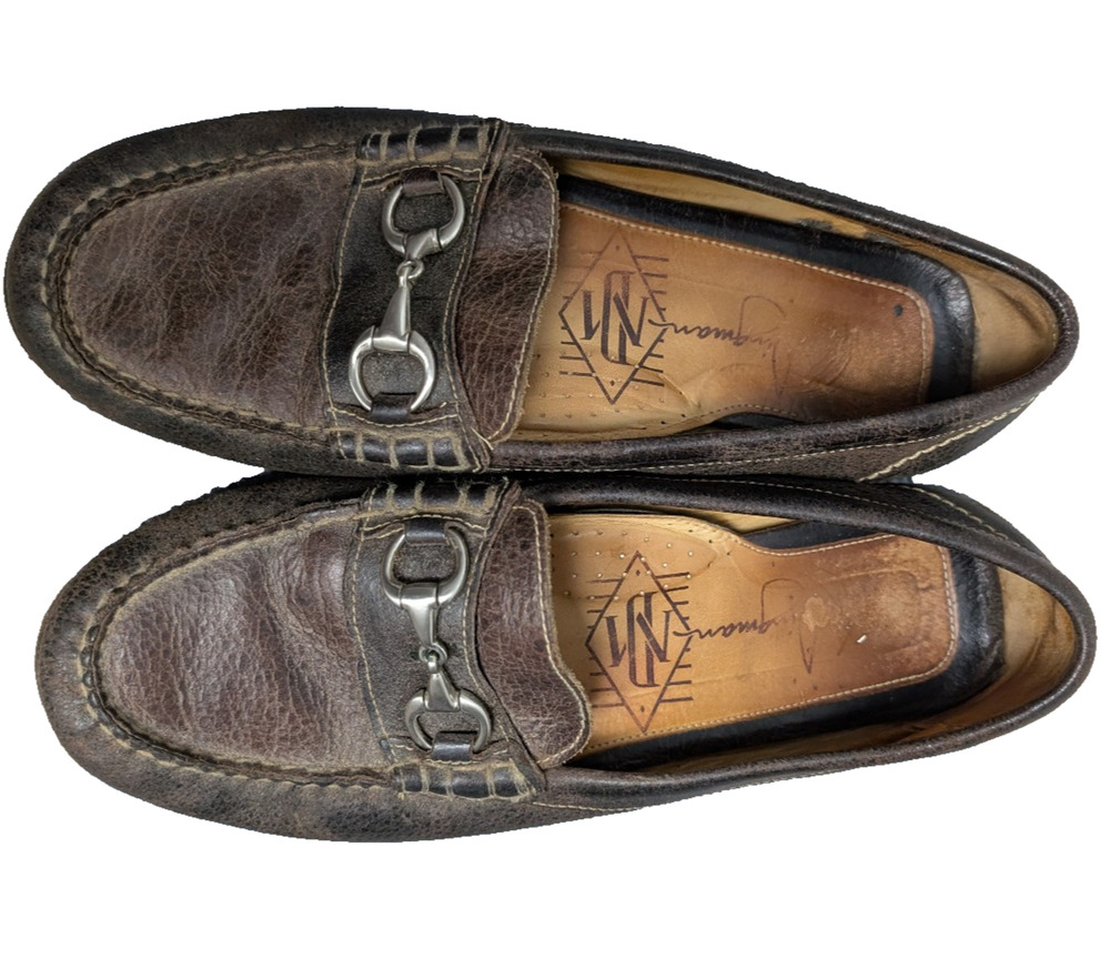 Martin Dingman Horse Bit Loafers Men 10.5 Pebbled Leather Old Money Quiet Luxury